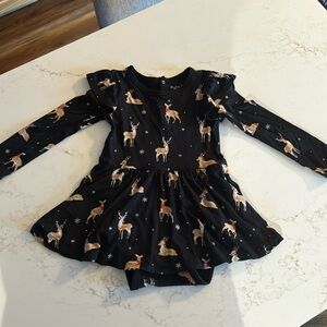 Kyte midnight deer long sleeve twirl bodysuit dress 2t EUC